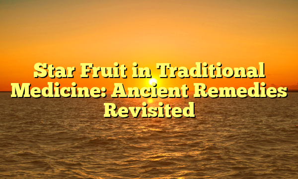 Star Fruit in Traditional Medicine: Ancient Remedies Revisited